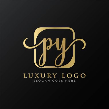 İlk PY Harf Logosu Tasarımı Modern Typography Vector Şablonu. Yaratıcı Lüks PY Logo Vektörü.