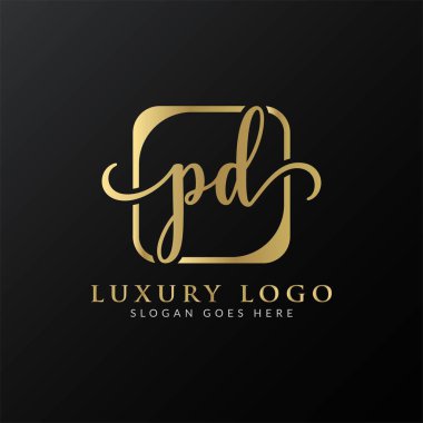 İlk PD Harf Logosu Tasarımı Modern Typography Vector Şablonu. Yaratıcı Lüks PD Logo Vektörü.