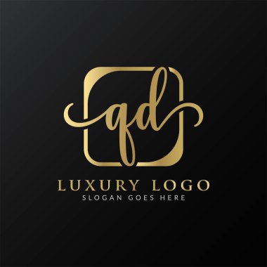 Başlangıç Harfi QD Logo Tasarım Vektör Şablonu. Modern Lüks QD Harf Logosu Tasarımı