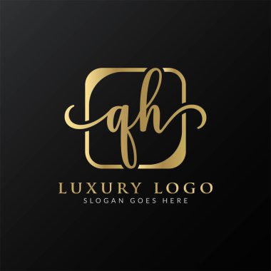 Başlangıç Harfi QH Logo Tasarım Vektör Şablonu. Modern Lüks QH Harf Logosu Tasarımı