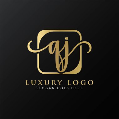 İlk Harf QJ Logo Tasarım Vektör Şablonu. Modern Lüks QJ Mektup Logosu Tasarımı