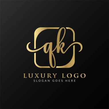 İlk Harf QK Logo Tasarım Vektör Şablonu. Modern Lüks QK Harf Logosu Tasarımı
