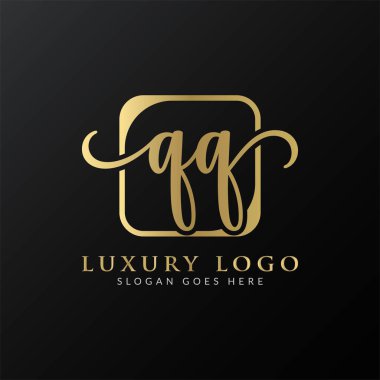 Başlangıç Harfi QQ Logo Tasarım Vektör Şablonu. Modern Lüks QQ Harf Logosu Tasarımı