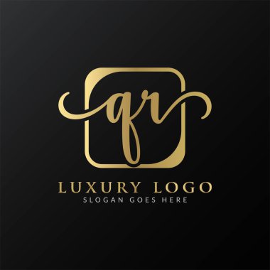 İlk Harf QR Logo Tasarım Vektör Şablonu. Modern Lüks QR Harf Logosu Tasarımı