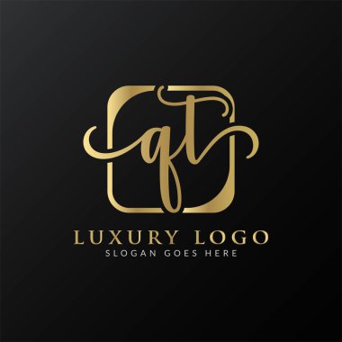 İlk Harf QT Logo Tasarım Vektör Şablonu. Modern Lüks QT Harf Logosu Tasarımı