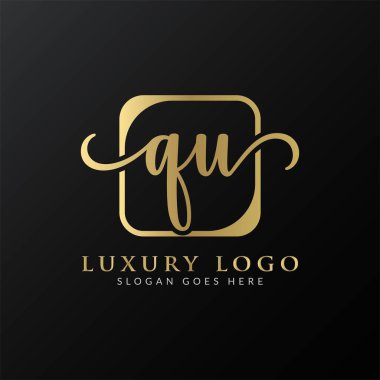 İlk Harf QU Logo Tasarım Vektör Şablonu. Modern Lüks QU Harf Logosu Tasarımı