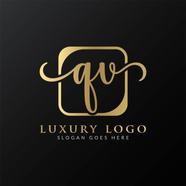 İlk Harf QV Logo Tasarım Vektör Şablonu. Modern Lüks QV Harf Logosu Tasarımı