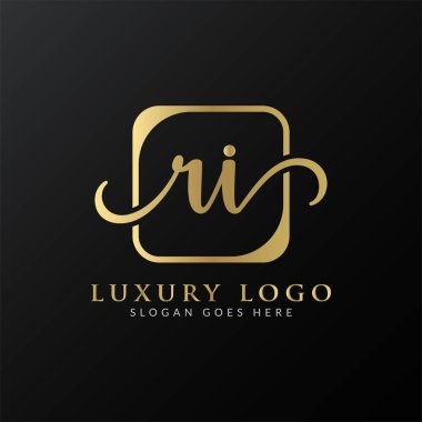 İlk ri harfi Logo Tasarımı Modern Typography Vector Şablonu. Yaratıcı lüks harf ri logo tasarımı.
