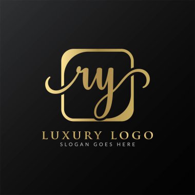 İlk harf Logo Tasarımı Modern Typography Vector Şablonu. Yaratıcı lüks harf ry logo tasarımı.