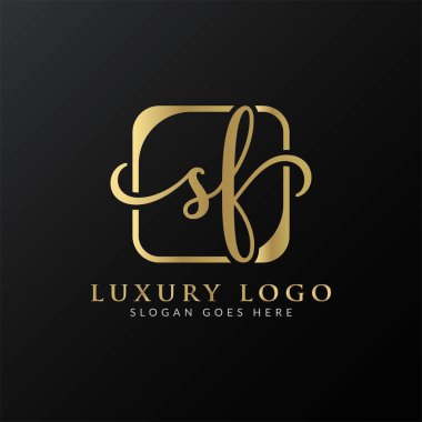 İlk SF harfi Logo Tasarım Şablonu. Soyut Lüks Mektup Logosu Tasarımı