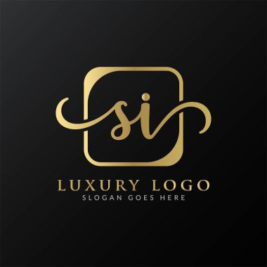 İlk SI harfi Logo Tasarım Şablonu. Soyut Lüks Mektup SI logo Tasarımı