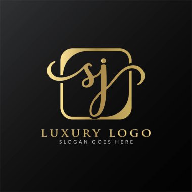 İlk SJ harfi Logo Tasarım Şablonu. Soyut Lüks Mektup SJ logo Tasarımı