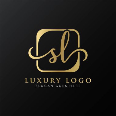 İlk SL harfi Logo Tasarım Şablonu. Soyut Lüks Mektup SL logo Tasarımı