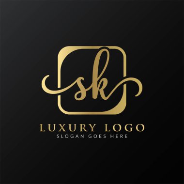 İlk SK harfi Logo Tasarım Şablonu. Soyut Lüks Mektup SK logo Tasarımı