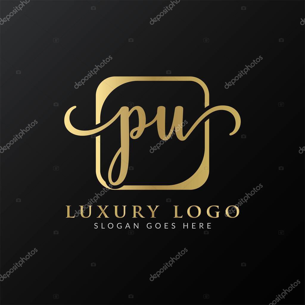 Initial PU Letter Logo Design Modern Typography Vector Template. Creative Luxury PU Logo Vector.