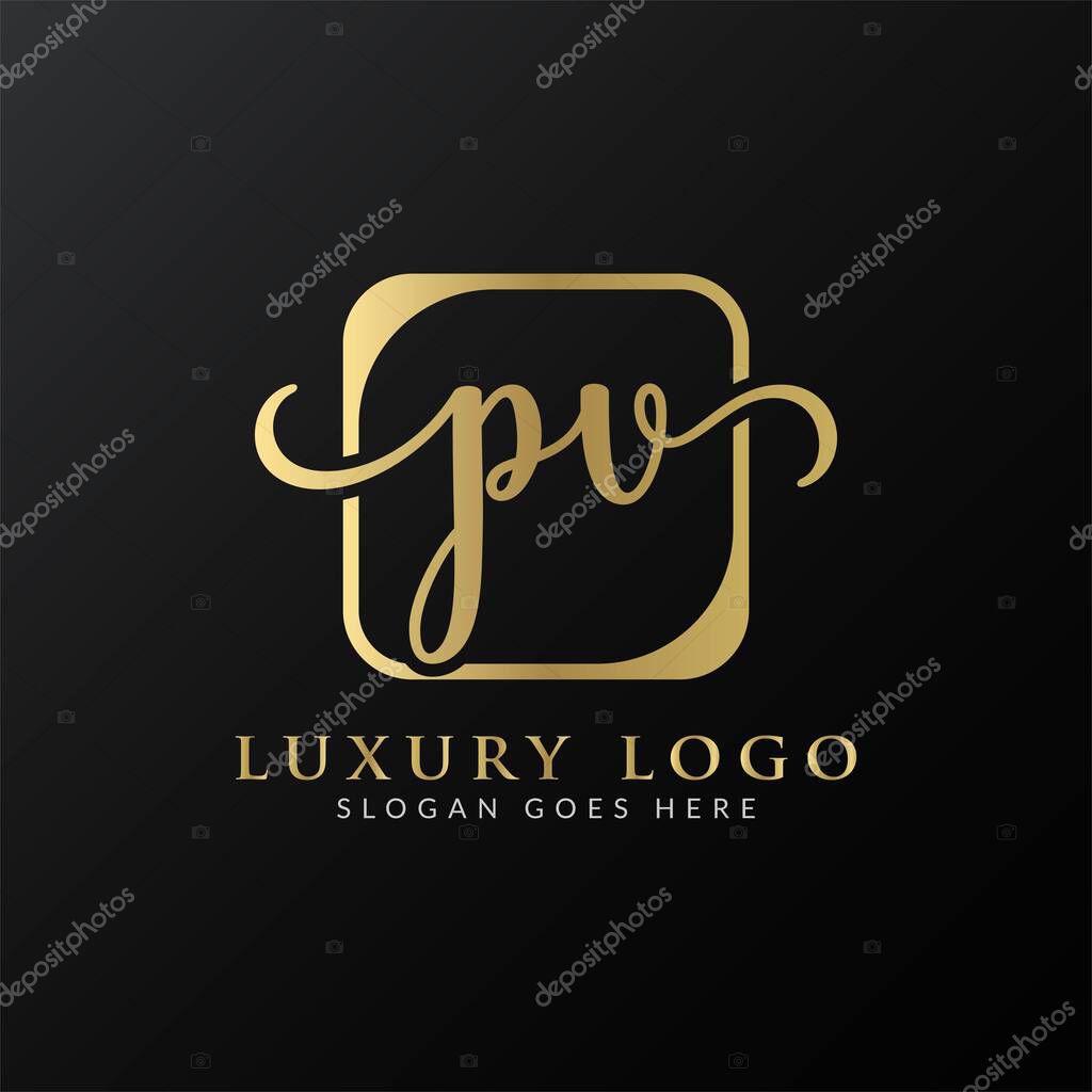 Initial PV Letter Logo Design Modern Typography Vector Template. Creative Luxury PV Logo Vector.