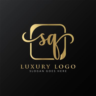 İlk SQ harfi Logo Tasarım Şablonu. Soyut Lüks Mektup SQ logosu Tasarımı