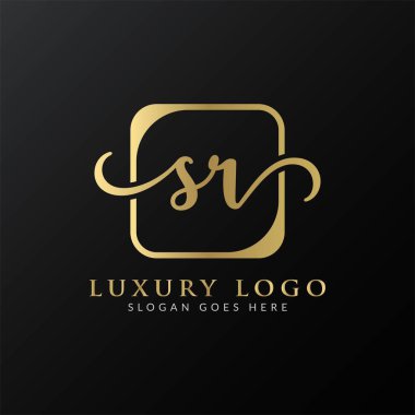İlk SR harfi Logo Tasarım Şablonu. Soyut Lüks Mektup SR logo Tasarımı