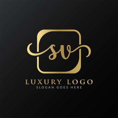 İlk SV harfi Logo Tasarım Şablonu. Soyut Lüks Mektup Logosu Tasarımı