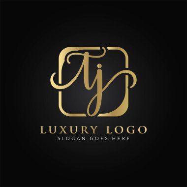 İlk TJ harfi Logo Tasarım Şablonu. Soyut Lüks Mektup TJ logo Tasarımı