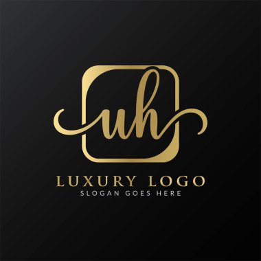 İlk UH harfi logo tasarım vektör şablonu. Soyut Lüks Mektup UH logo Tasarımı