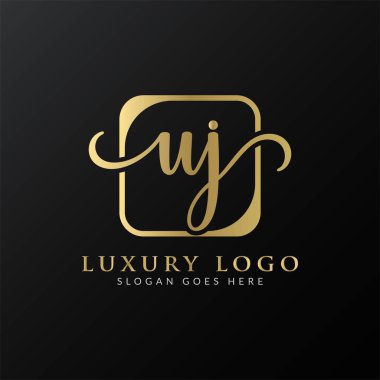 İlk UJ harfi Logo Tasarım Şablonu. Soyut Lüks Mektup UJ logo Tasarımı