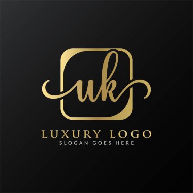 İlk Birleşik Krallık harfi Logo Tasarım Şablonu. Soyut Lüks Mektup Birleşik Krallık logo tasarımı