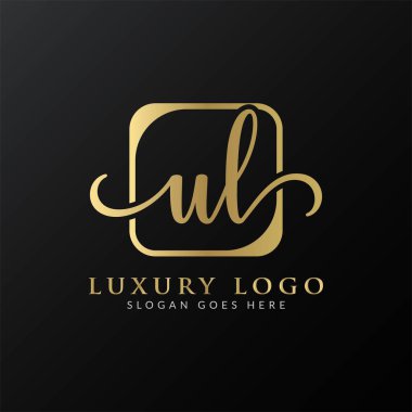İlk UL harfi Logo Tasarım Şablonu. Soyut Lüks Harf UL logo Tasarımı