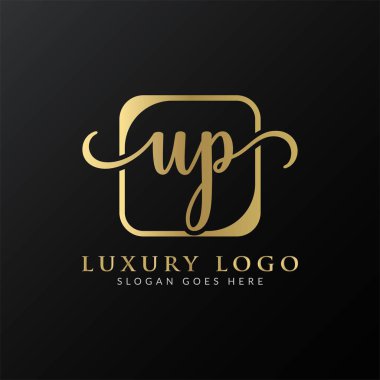 İlk UP harfi Logo Tasarım Şablonu. Soyut Lüks Mektup Up logo Tasarımı