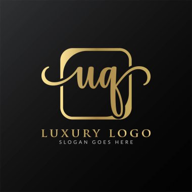 İlk UQ harfi Logo Tasarım Şablonu. Soyut Lüks Harf UQ logosu Tasarımı