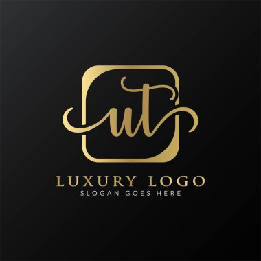 İlk UT harfi Logo Tasarım Şablonu. Soyut Lüks Harf UT logo Tasarımı