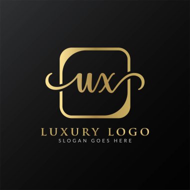 İlk UX harfi Logo Tasarım Şablonu. Soyut Lüks Mektup UX logo Tasarımı