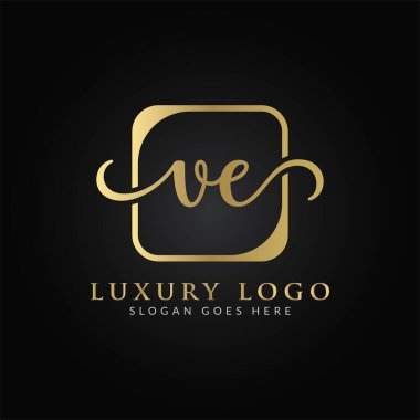 İlk VE Harfi Logosu Modern Typography Vector Şablonu. Yaratıcı Lüks Mektup VE Logo Vektörü.