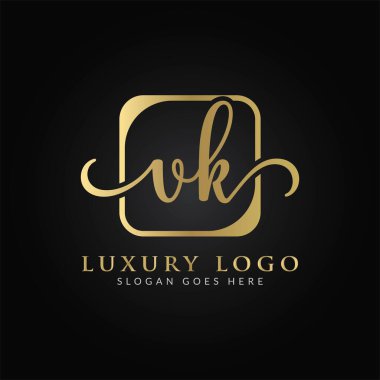 İlk VK Harf Logosu Modern Tipografi Vektör Şablonu. Yaratıcı Lüks Mektup VK Logo Vektörü.