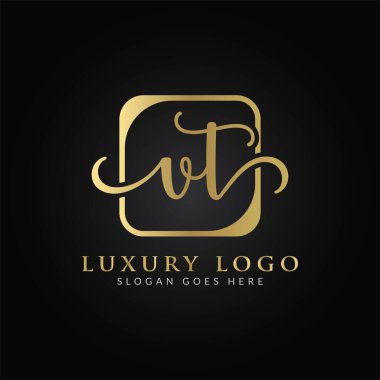 İlk VT Harf Logosu Modern Tipografi Vektör Şablonu. Yaratıcı Lüks Mektup VT Logo Vektörü.