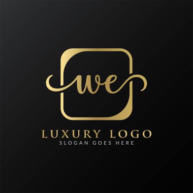 We Logo Tasarım Vektör Şablonu. İlk Lüks Mektup We Logo Tasarımı