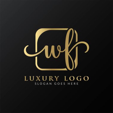 Yaratıcı harf WF Logo Tasarım Vektör Şablonu. İlk Lüks Mektup WF Logo Tasarımı