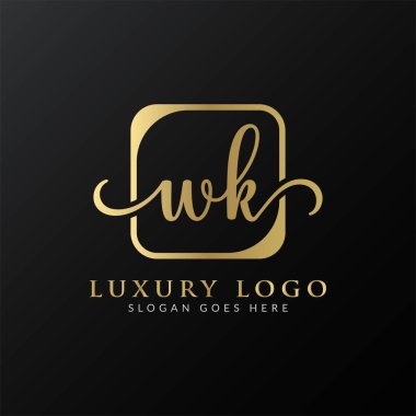 Yaratıcı harf WK Logo Tasarım Vektör Şablonu. İlk Lüks Mektup WK Logo Tasarımı