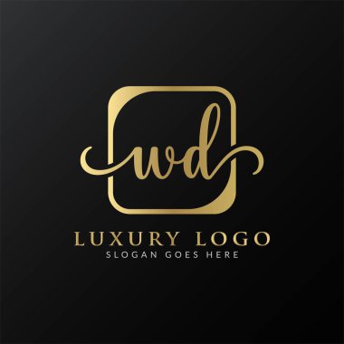 Yaratıcı harf WD Logo Tasarım Vektör Şablonu. İlk Lüks Mektup WD Logo Tasarımı