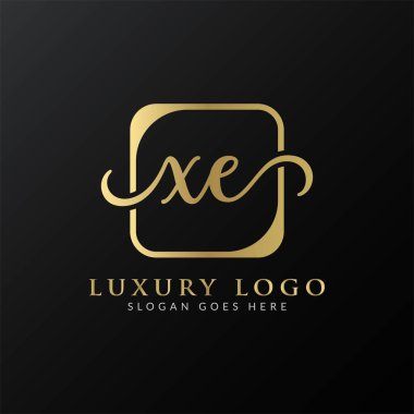 Yaratıcı harf XE Logo Tasarım Vektör Şablonu. İlk Lüks Mektup XE Logo Tasarımı