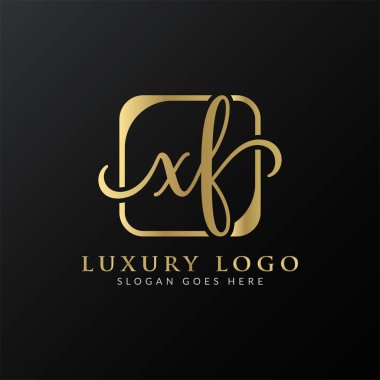 Yaratıcı harf XF Logo Tasarım Vektör Şablonu. İlk Lüks Mektup XF Logo Tasarımı
