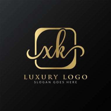 Yaratıcı harf XK Logo Tasarım Vektör Şablonu. İlk Lüks Mektup XK Logo Tasarımı