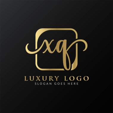 Yaratıcı harf XQ Logo Tasarım Vektör Şablonu. İlk Lüks Mektup XQ Logo Tasarımı