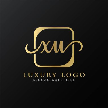 Yaratıcı harf XU Logo Tasarım Vektör Şablonu. İlk Lüks Mektup XU Logo Tasarımı
