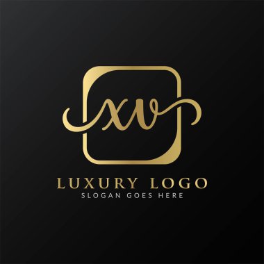 Yaratıcı harf XV Logo Tasarım Vektör Şablonu. İlk Lüks Mektup XV Logo Tasarımı