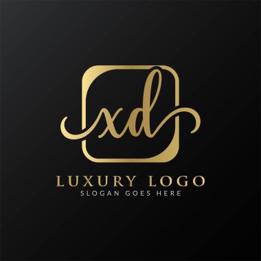 Yaratıcı harf XD Logo Tasarım Vektör Şablonu. İlk Lüks Mektup XD Logo Tasarımı