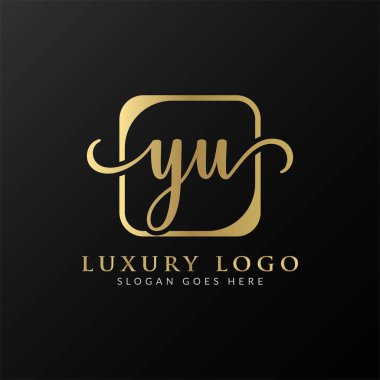 Senin Logo Tasarım Vektör Şablonu. İlk Lüks Mektup YU Vektör İllüstrasyonu