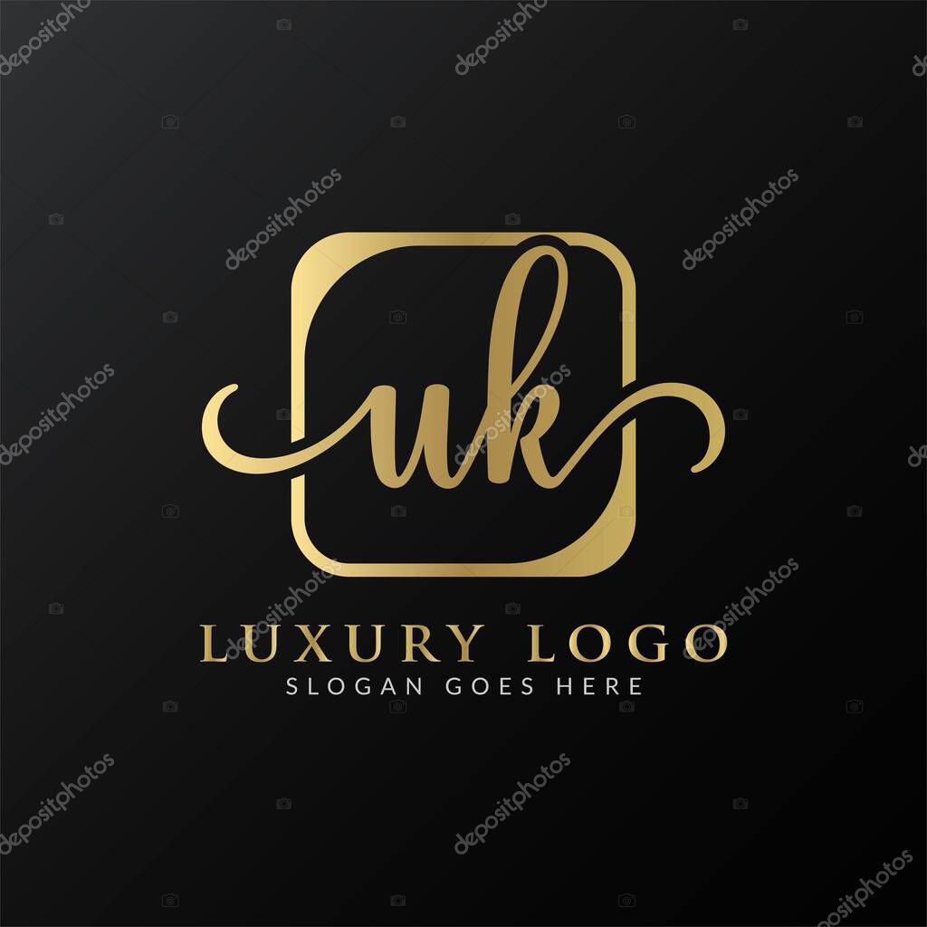 Initial UK letter Logo Design vector Template. Abstract Luxury Letter UK logo Design