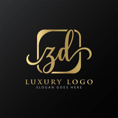 ZD Logo Tasarım Vektör Şablonu. İlk Lüks Mektup ZD Vektör İllüstrasyonu