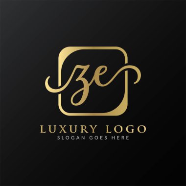 ZE Logo Tasarım Vektör Şablonu. İlk Lüks Mektup ZE Vektör İllüstrasyonu